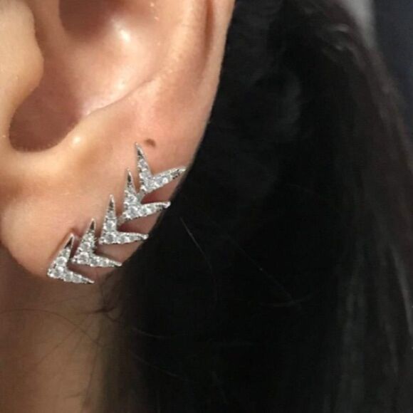 Gold over Sterling  Arrow Ear Climber Earrings - Picture 9 of 11